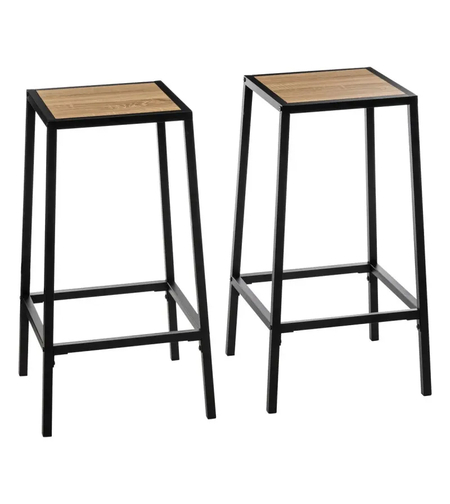 Set 2 scaune bar 5Five Aliaj din otel, 32x32x71 cm, negru