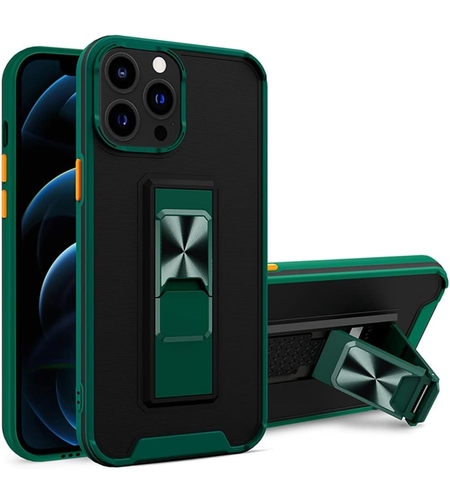 Husa Telefon, Vafy, Compatibila Apple iPhone 13 Mini, Carcasa Defender Sergeant Brave, Magnetic, cu Suport, Verde Inchis