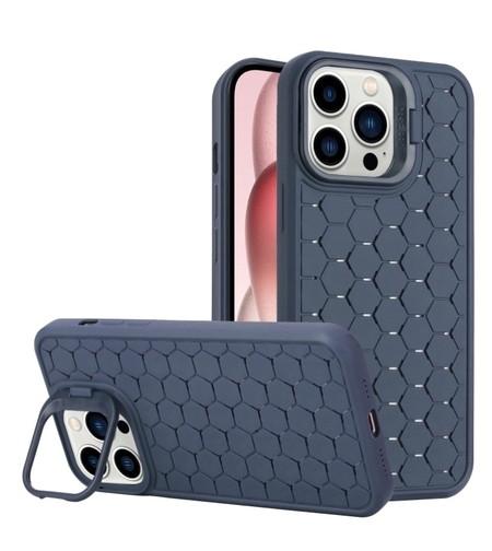 Husa de Protectie TPU, Vafy, pentru Apple iPhone 14, 3D Cube, cu Inel, Protectie Camera, Antisoc, Antizgariere, Antialunecare, Acoperire Completa, Albastru