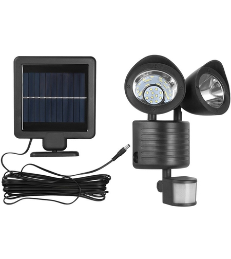 Lampa solara de tip decoratiune pentru gradina, Flippy, model felinar dublu cu senzor de miscare, alb rece