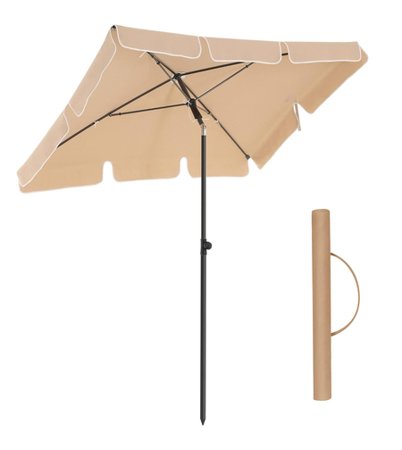SONGMICS Umbrela terasa gradina sau plaja, cu inclinare, husa, 200x125cm, taupe