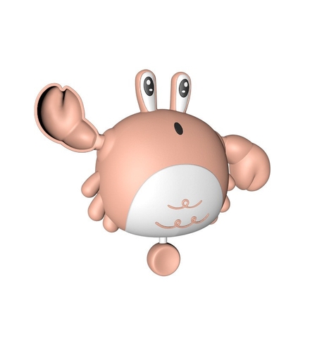 Jucarie de baie pentru copii, Flippy, crab, 10 cm, Roz cu fir