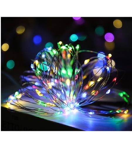 Instalatie de Craciun, Liniara, 20 m, Baterii, 200 LED-uri, Multicolor, 2 Jocuri de Lumini, Fir Cupru, Interior/Exterior, Flippy