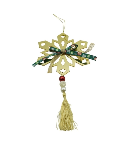 Ornament brad, Flippy, Fulg de nea, Auriu, Lucios, 16*30CM, Acril, Interior/ Exterior