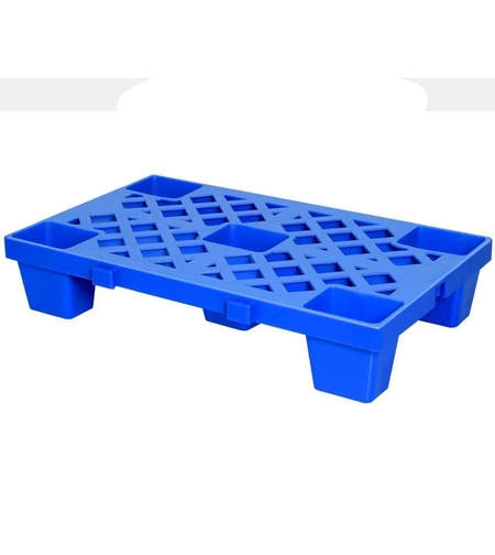 Palet de Transport, Flippy, 40 x 40 x 10 cm, din Plastic durabil, Palet pentru Stivuitor in Depozit, Rezistent la Umiditate, Grila Ingrosata, 5 Picioare, Albastru