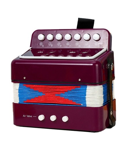 Acordeon Pentru Copii, Flippy, Acordeon Jucarie pentru Educatie Timpurie, 7 butoane 2 bass, Acordeon Instrument Muzical pentru Copii, 18 x 17 x 10 cm, Mov