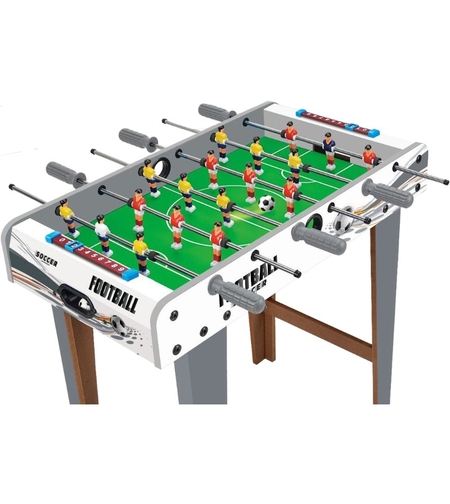 Masa de fotbal cu teren si 18 jucatori Flippy, 6 manere, cu Tablou Scor, din Metal, Lemn si ABS, 69 x 36.5 x 23 cm, cu Picioare, Design Multicolor, pentru copii/adulti