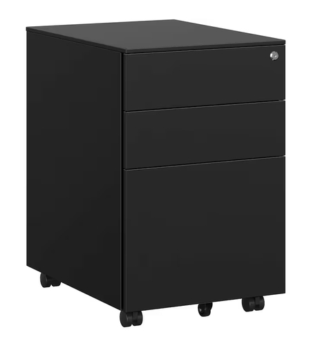 SONGMICS Dulap mobil tip rollbox pentru birouri, din otel, sertar cu sina dosare A4, 39x52x60 cm, negru