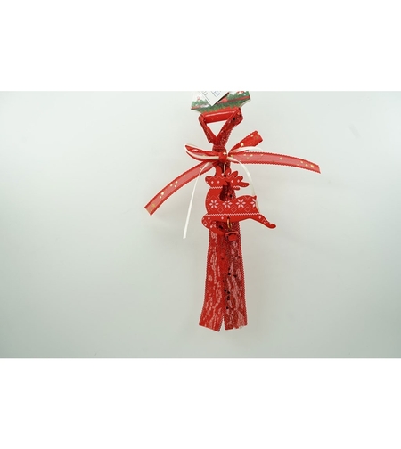 Ornament de brad craciun cerb, Flippy, rosu, lemn, 25 cm