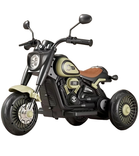 Tricicleta Electrica pentru Copii, Flippy, Tricicleta DUAL-DRIVE 380*2 Baterie 6V 4.5, Bluetooth, Sistem Anti-Rasturnare, Sistem de Lumini si Sunet, 5+ Ani, 80 x 60 x 42 cm, Verde Negru