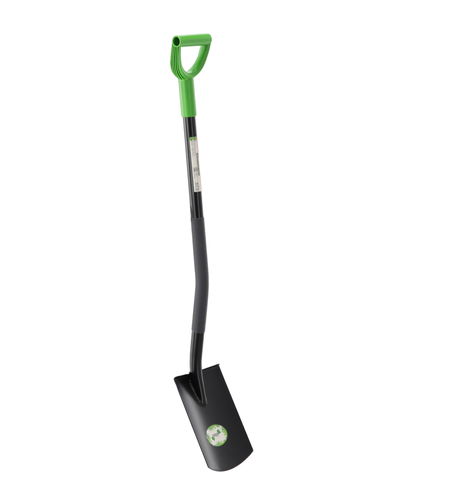 Lopata gradina cu varf ascutit si maner tip D, otel cu acoperire pulbere, coada 120 cm, verde si negru