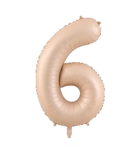 Balon din Folie Metalizata, Flippy, Figurina Cifra, Model 6, Tema Aniversare 100 cm, Ambalaj Individual, Pai Inclus, Umflare cu Aer sau Heliu, Crem