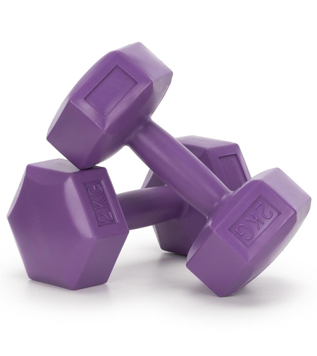 Set gantere hex 2x2 kg, bitum cu invelis rezistent PP, mov