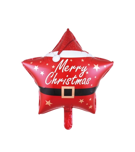 Balon Stea, Vafy, din Folie de Aluminiu, Tema Craciun Merry Christmas, 45 x 45 cm, Rosu