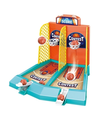 Joc de Masa Mini Baschet Interactiv pentru Copii, Flippy, pentru 2 Jucatori, 6 Mingi Incluse, 22x16.5x18.2 cm, Multicolor
