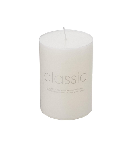 Lumanare Decorativa, Flippy, din Parafina, Cilindrica, Fara Fum si Fara Parfum, 7 x 10 cm, 300 g, Ardere 48h, Ivory Alb
