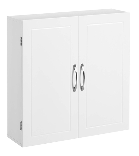 VASAGLE Dulap de baie de perete, cu 2 rafturi reglabile, stil scandinav, 60x18x60cm, alb mat