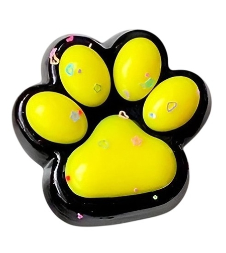 Jucarie Antistres Squishy, Flippy, cu Revenire Lenta, Squeeze Pinch Family, Model Labuta de Pisica, 6.8x6.2 cm, 55g, Ambalaj Transparent, Galben