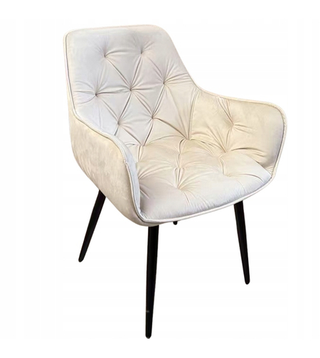 Fotoliu catifea tapitat, cu spatar inalt si design cu cusaturi, 55x60x89 cm, bej