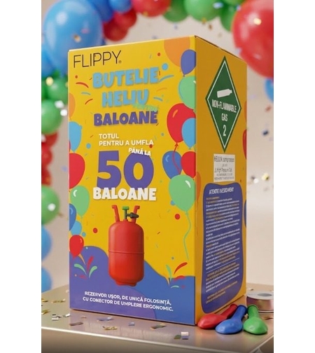 Butelie Heliu de Unica Folosinta, Butelie pentru 50 Baloane Latex, Ideala pentru Petreceri si Evenimente, 13l, 24x24x42, Rosu