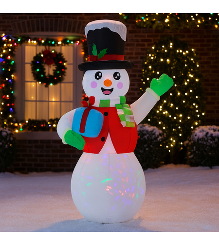 Om de zapada gonflabil de exterior, iluminare LED, 180 cm, compresor integrat, alb