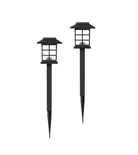 Lampa solara pentru gradina, Flippy, Set 2 Bucati, Tip Felinar la Pamant, LED Lumina Alb Rece, 38 x 8.6 x 8.6 cm, Negru