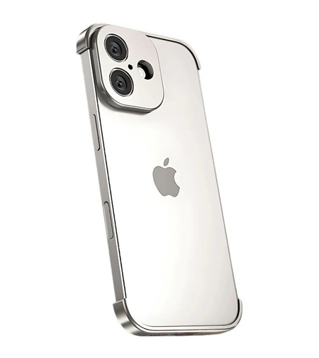 Carcasa de Telefon, Vafy, Compatibila Apple iPhone 17, Fara Rama, doar Colturi si Camera, din Metal, Grosime 0.1 mm, Gri Titanium