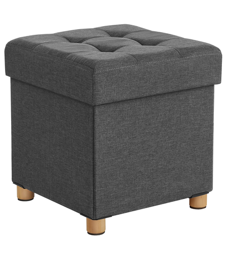 SONGMICS Taburet pliabil cu sezut moale, spatiu de depozitare, maxim 300kg, 38x38x40cm, gri