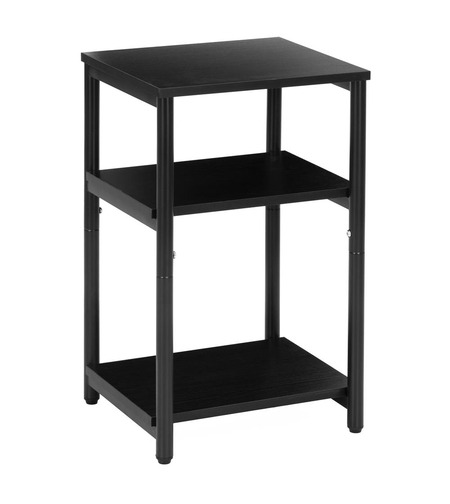 Noptiera cu 3 rafturi din PAL si cadru metalic, 35x31x59 cm, negru