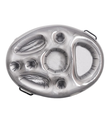 Bar gonflabil/Suport de pahare plutitor, Flippy, cu 8 compartimente, pompa inclusa, PVC, Gri, 25x18,5x4 cm