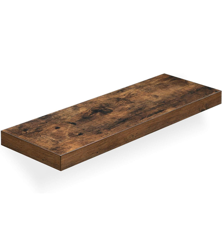 VASAGLE Raft de perete suspendat plutitor, MDF, sistem montare inclus, 80x20x4cm, vintage maro