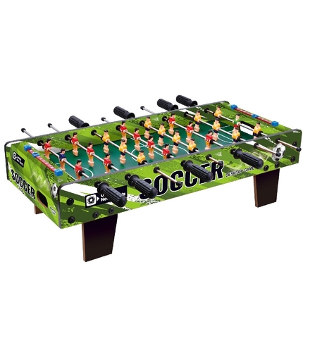 Masa de Fotbal cu Teren, Flippy, cu Picioare Scurte, 8 Manere, Tablou de Scor, 64 x 20 x 47 cm, din Lemn/Otel/ABS, Verde