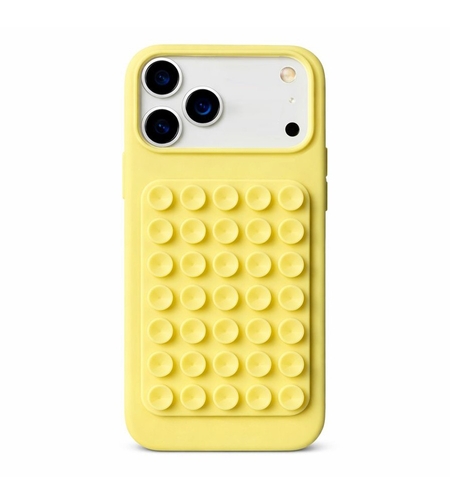 Husa din Silicon pentru iPhone 17 Air, Vafy, Carcasa de Protectie cu Ventuze, din Cauciuc Moale Rezistenta la Socuri, Galben