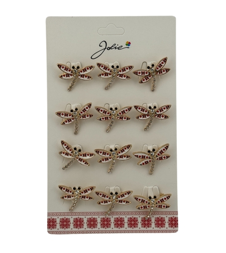 Set 12 Brose Martisor Primavara, Jolie, Model Libelula cu Motiv Traditional si Pietre