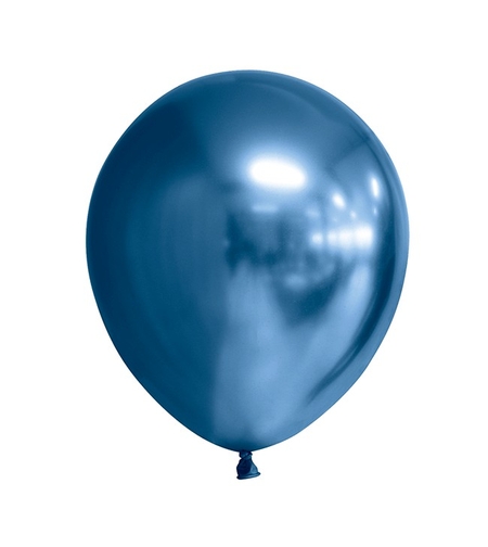 Set 12 Baloane, Flippy, din Latex Chrome, 13 cm, Albastru Inchis