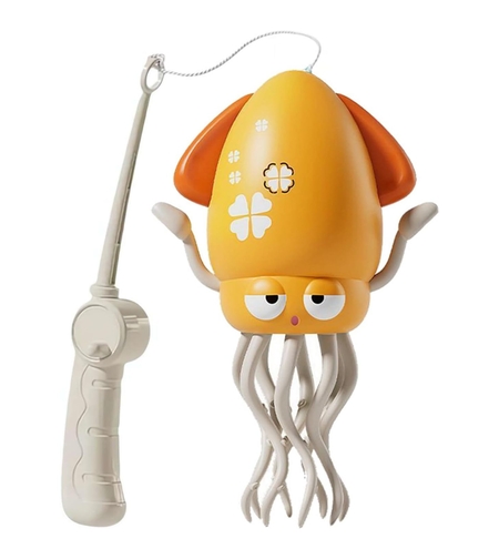 Caracatita Dansatoare, Flippy, +3 Ani, 3 Moduri, din ABS, Incarcare USB, cu Undita Inclusa, 12.6 x 7.6 x 20.7 cm, Galben