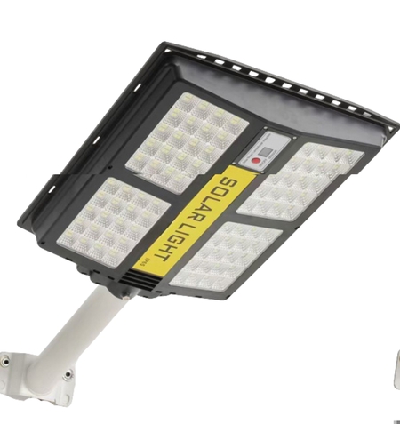 Lampa solara stradala Flippy, cu telecomanda, senzor de miscare si lumina, suport prindere, 280 LED-uri, IP65, ABS, 12AH, 500W, temperatura culoare 6500K, 44.5x37.7x6.6 cm, autonomie 10-12 ore, negru