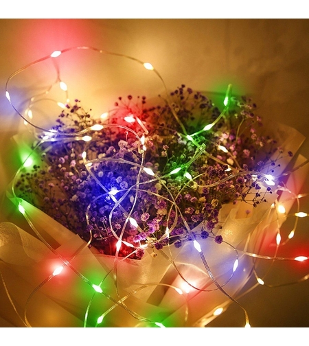 Instalatie de Craciun Yoto, liniara, cu 100 micro LED-uri, 10 m, 220V, conectare la retea, cu 8 jocuri de lumini, interior/exterior, fir transparent, multicolora