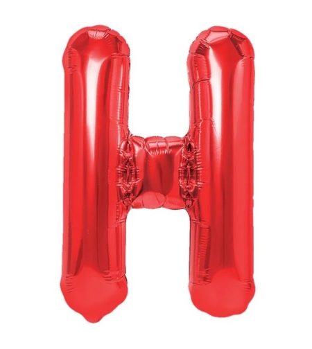 Balon Folie Metalizata Litera H, Flippy, 40 cm, Umflati cu Heliu sau Aer, Ambalaj Individual, Pai inclus, Rosu
