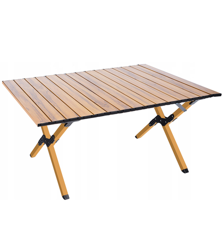 Masa pentru camping cu sistem de pliere rapida, cadru metalic, 90x60x44cm, maro