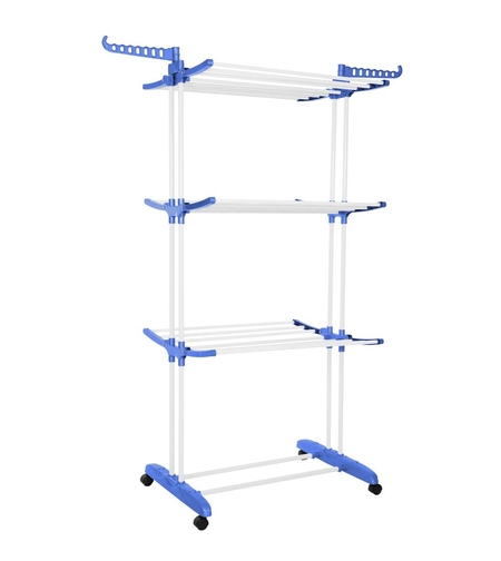 Uscator vertical pentru rufe, mobil si pliabil, cu doua umerase, 75x57x170cm, sarcina 15kg
