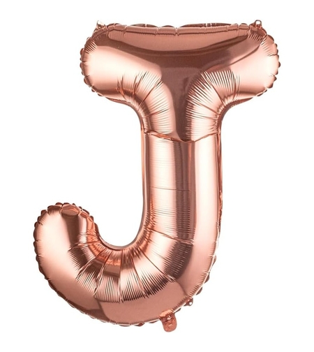 Balon Folie Metalizata Litera J, Flippy, 100 cm, Umflati cu Heliu sau Aer, Ambalaj Individual, Pai inclus, Rose Gold