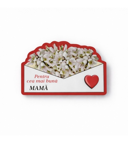 Magneti Decorativi Martisor, Set 24 Piese, Jolie, Tema Mesaj Pentru Cea Mai Buna Mama, Carton Laminat cu Magnet Flexibil, 8x6 cm, Multicolor
