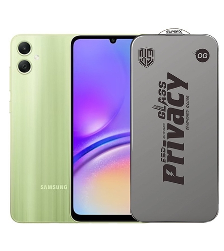 Folie de Protectie pentru Samsung Galaxy A05, Vafy, Sticla Securizata ESD Antistatica, Super-X Privacy OG, Margini Negre, 0.30 mm, Transparent Inchis