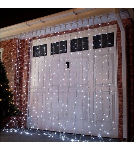 Instalatie de Craciun Flippy® Tip Perdea, 3 x 3 m, 320 LED-uri, Interconectabila, Alb Rece