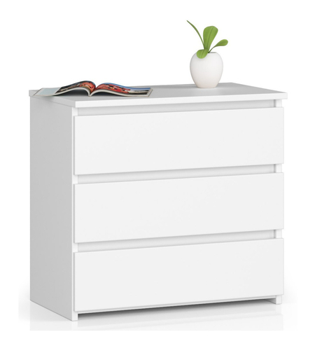 Noptiera cu 3 sertare, PAL laminat 16 mm, 60x35x57 cm, alb