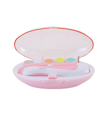 Set Pila Electrica pentru Copii si Bebelusi, Flippy, ABS, 6 Accesorii, cu Lumina LED, Roz Alb