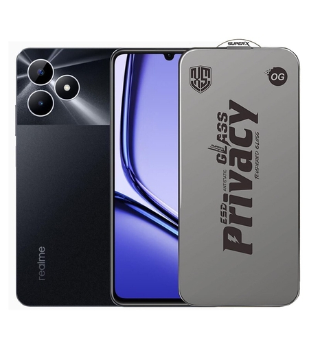 Folie de Protectie pentru Realme Note 50, Vafy, Sticla Securizata ESD Antistatica, Super-X Privacy OG, Margini Negre, 0.30 mm, Transparent Inchis