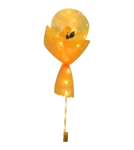 Set Buchet Decorativ, Flippy, Trandafir in Balon cu Lumini Led, Diametru 35 cm, 2 x Baterii AA (neincluse), Sampanie