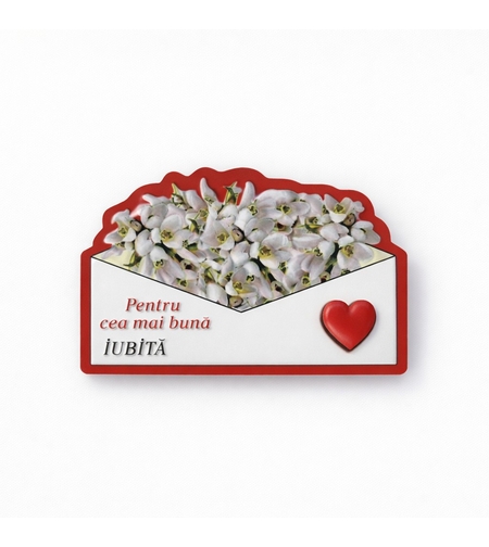 Magneti Decorativi Martisor, Set 24 Piese, Jolie, Tema Mesaj Pentru Cea Mai Buna Iubita, Carton Laminat cu Magnet Flexibil, 8x6 cm, Multicolor